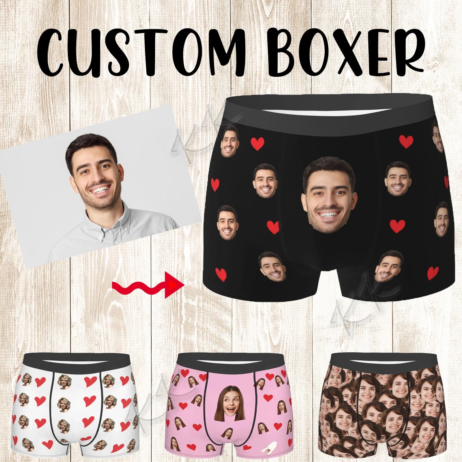 Men Gift Custom Face Boxers Valentine's Day Gift Personalized Photo Underwear Design Birthday Boxer Briefs for Boyfriend Husband